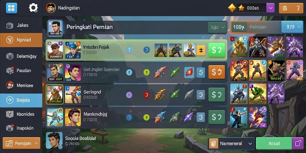 Berbagai jenis permainan judi yang tersedia.
